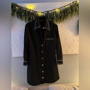 Zara Black Long Sleeve Dress with Stud Accents